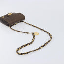 Bally Quilted ChainShoulder Pouch Leather Brown Gold Tone Auth 209174A-7