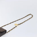 Bally Quilted ChainShoulder Pouch Leather Brown Gold Tone Auth 209174A-8