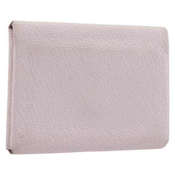 HERMES Calvi Duo Coin Purse Leather Pink Silver Auth 209175