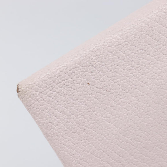 HERMES Calvi Duo Coin Purse Leather Pink Silver Auth 209175