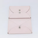 HERMES Calvi Duo Coin Purse Leather Pink Silver Auth 209175-15