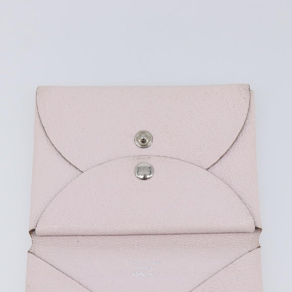 HERMES Calvi Duo Coin Purse Leather Pink Silver Auth 209175