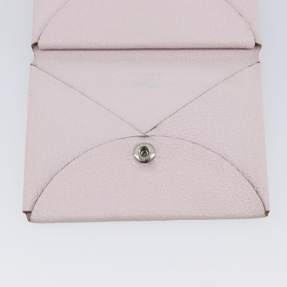 HERMES Calvi Duo Coin Purse Leather Pink Silver Auth 209175