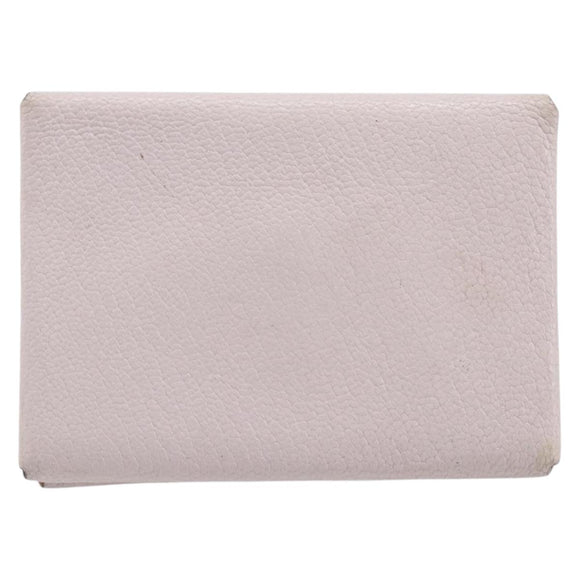 HERMES Calvi Duo Coin Purse Leather Pink Silver Auth 209175