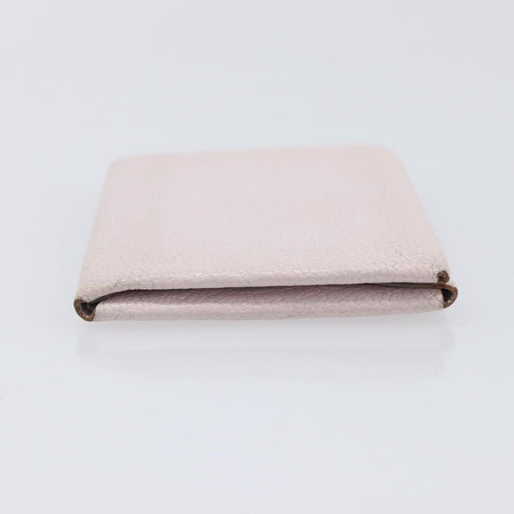 HERMES Calvi Duo Coin Purse Leather Pink Silver Auth 209175