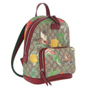 GUCCI GG Supreme Web Sherry Line Backpack PVC Beige Gold 427042 Auth 209176M-1
