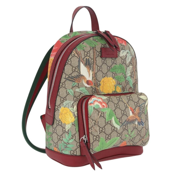 GUCCI GG Supreme Web Sherry Line Backpack PVC Beige Gold 427042 Auth 209176M
