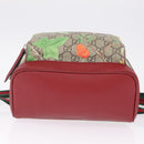 GUCCI GG Supreme Web Sherry Line Backpack PVC Beige Gold 427042 Auth 209176M-12