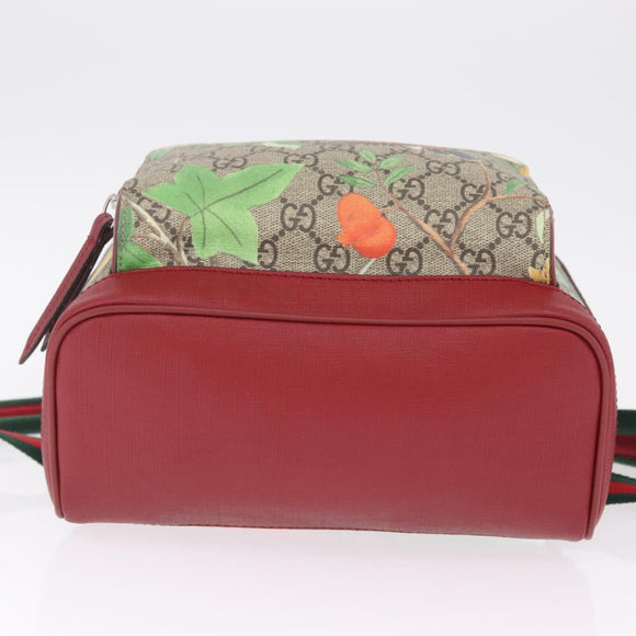 GUCCI GG Supreme Web Sherry Line Backpack PVC Beige Gold 427042 Auth 209176M