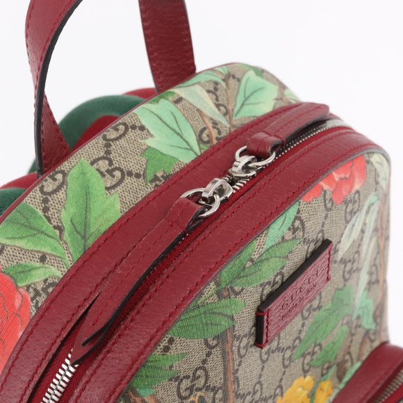 GUCCI GG Supreme Web Sherry Line Backpack PVC Beige Gold 427042 Auth 209176M
