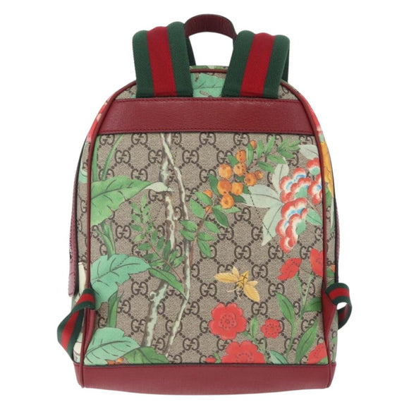 GUCCI GG Supreme Web Sherry Line Backpack PVC Beige Gold 427042 Auth 209176M
