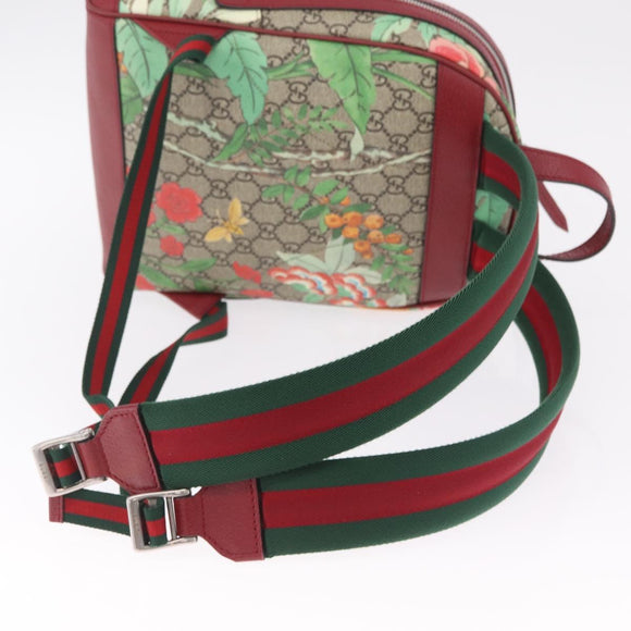 GUCCI GG Supreme Web Sherry Line Backpack PVC Beige Gold 427042 Auth 209176M