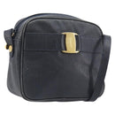 Salvatore Ferragamo Shoulder Bag Leather Navy Gold Tone Auth 209178-1