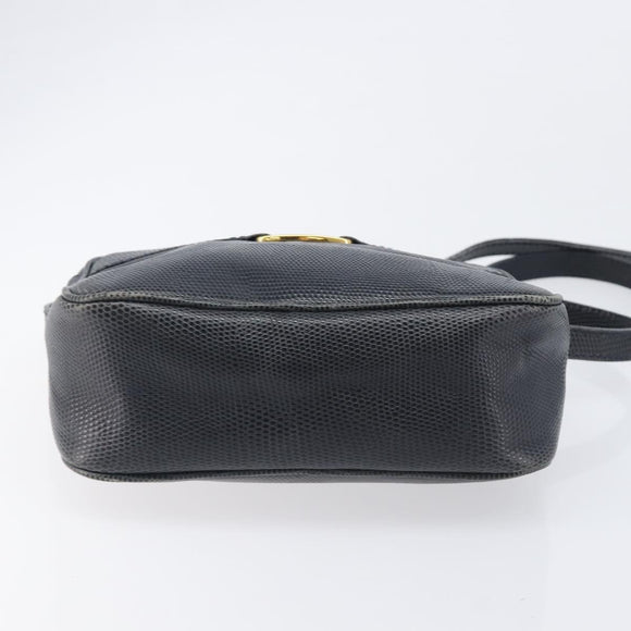 Salvatore Ferragamo Shoulder Bag Leather Navy Gold Tone Auth 209178