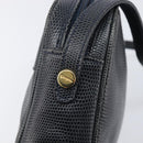 Salvatore Ferragamo Shoulder Bag Leather Navy Gold Tone Auth 209178-15