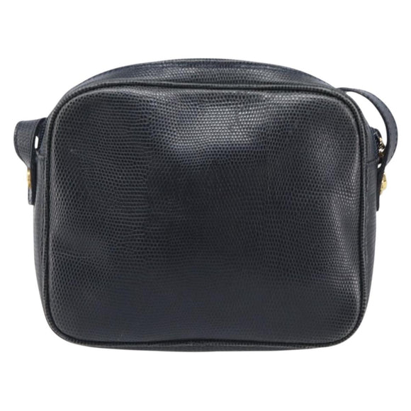 Salvatore Ferragamo Shoulder Bag Leather Navy Gold Tone Auth 209178