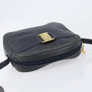 Salvatore Ferragamo Shoulder Bag Leather Navy Gold Tone Auth 209178-6
