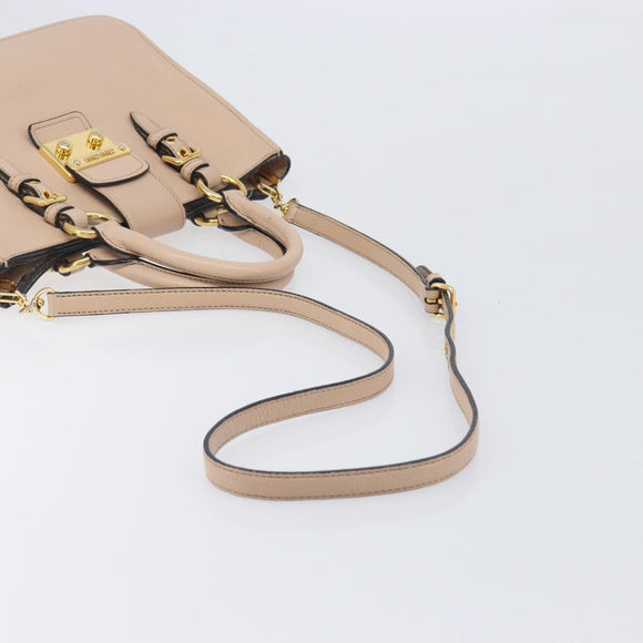 Miu Miu Madras Hand Bag Leather 2way Pink Gold Tone Auth 209180A