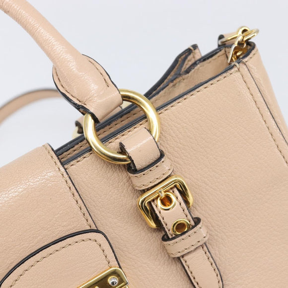 Miu Miu Madras Hand Bag Leather 2way Pink Gold Tone Auth 209180A