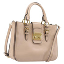 Miu Miu Madras Hand Bag Leather 2way Pink Gold Tone Auth 209180A-1