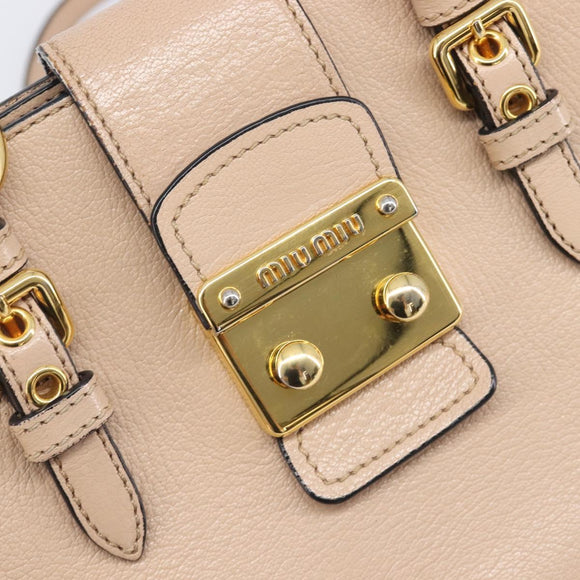 Miu Miu Madras Hand Bag Leather 2way Pink Gold Tone Auth 209180A