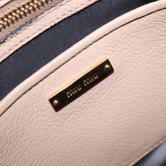 Miu Miu Madras Hand Bag Leather 2way Pink Gold Tone Auth 209180A