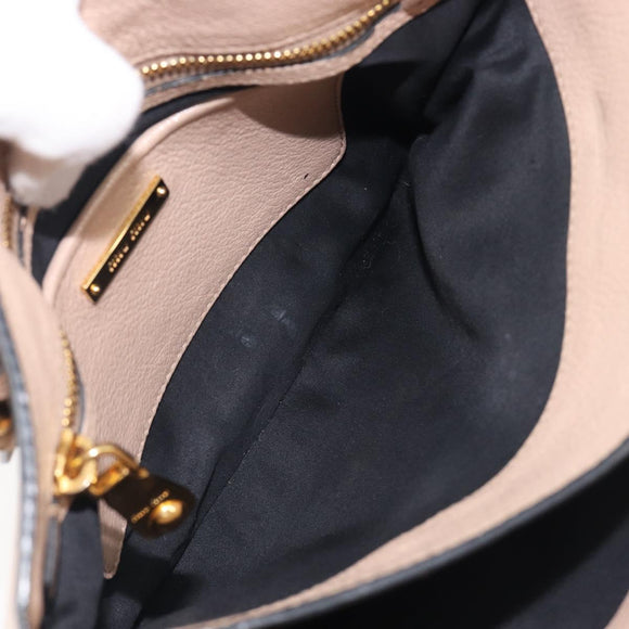 Miu Miu Madras Hand Bag Leather 2way Pink Gold Tone Auth 209180A