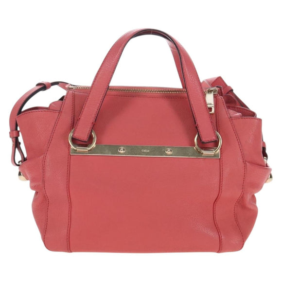 Chloe Hand Bag Leather 2way Pink Gold Tone Auth 209182A