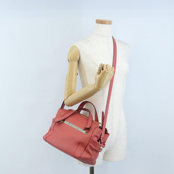 Chloe Hand Bag Leather 2way Pink Gold Tone Auth 209182A