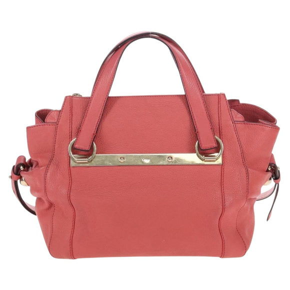Chloe Hand Bag Leather 2way Pink Gold Tone Auth 209182A