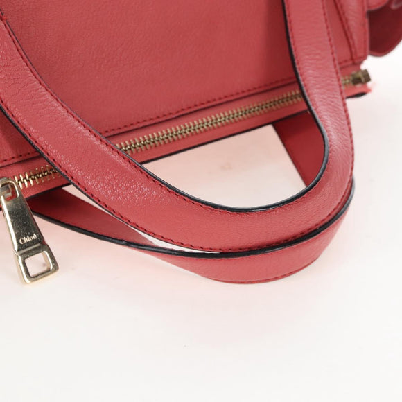 Chloe Hand Bag Leather 2way Pink Gold Tone Auth 209182A