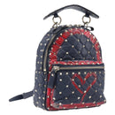 Valentino Studs Backpack Leather Navy Gold Tone Auth 209184-1