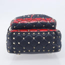 Valentino Studs Backpack Leather Navy Gold Tone Auth 209184-11