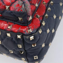 Valentino Studs Backpack Leather Navy Gold Tone Auth 209184-12