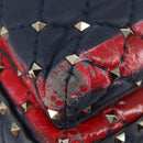 Valentino Studs Backpack Leather Navy Gold Tone Auth 209184-17