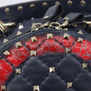 Valentino Studs Backpack Leather Navy Gold Tone Auth 209184-18