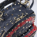 Valentino Studs Backpack Leather Navy Gold Tone Auth 209184-19