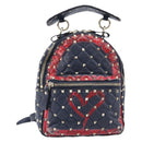 Valentino Studs Backpack Leather Navy Gold Tone Auth 209184-2