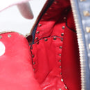 Valentino Studs Backpack Leather Navy Gold Tone Auth 209184-23