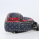 Valentino Studs Backpack Leather Navy Gold Tone Auth 209184-4