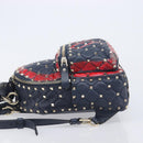 Valentino Studs Backpack Leather Navy Gold Tone Auth 209184-5
