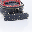 Valentino Studs Backpack Leather Navy Gold Tone Auth 209184-7