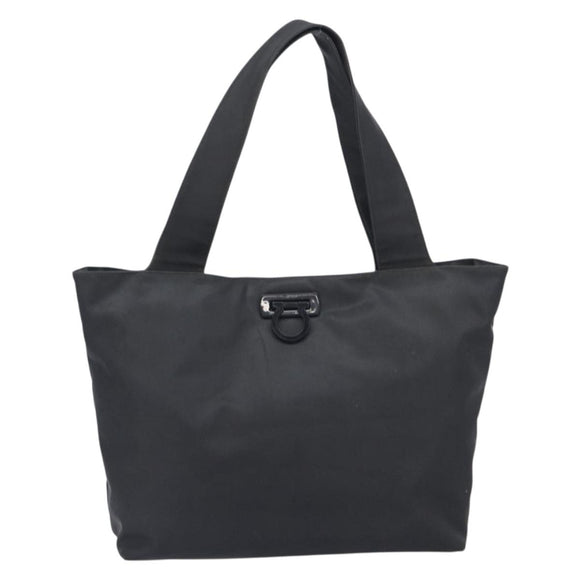 Salvatore Ferragamo Gancini Tote Bag PVC Leather Black Auth 209186