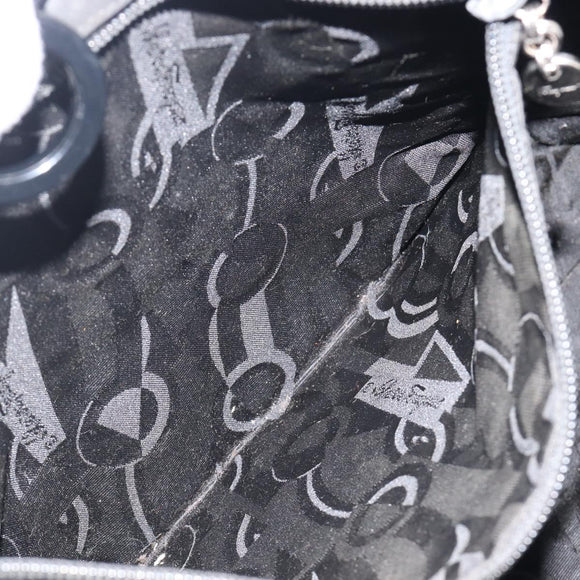 Salvatore Ferragamo Gancini Tote Bag PVC Leather Black Auth 209186