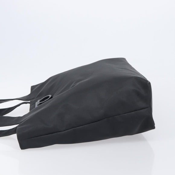 Salvatore Ferragamo Gancini Tote Bag PVC Leather Black Auth 209186