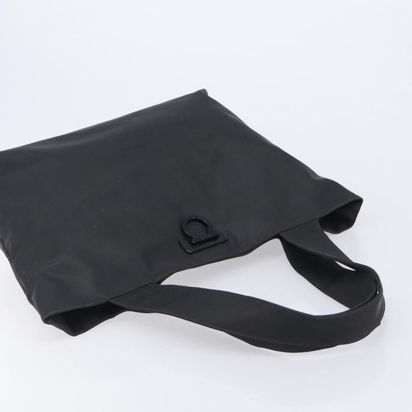 Salvatore Ferragamo Gancini Tote Bag PVC Leather Black Auth 209186