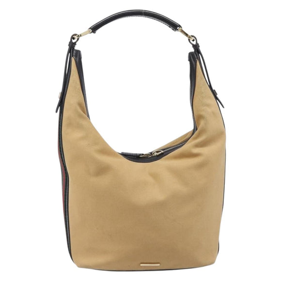 GUCCI Shoulder Bag Canvas Beige Gold Tone 001 4288 Auth 209187