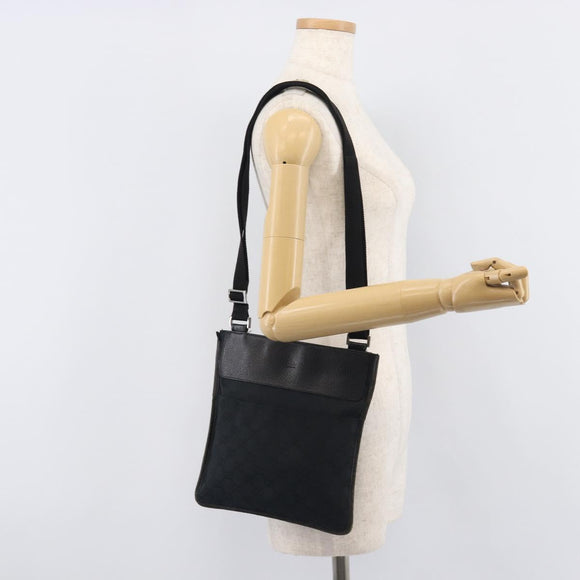 GUCCI GG Canvas Shoulder Bag Black Silver 27639 Auth 209188