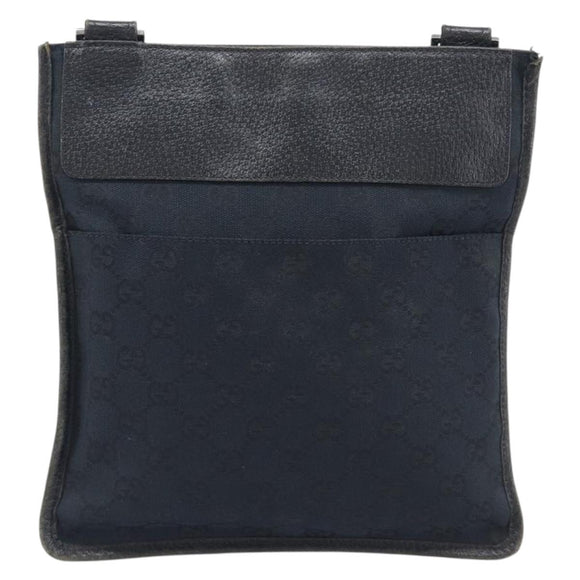 GUCCI GG Canvas Shoulder Bag Black Silver 27639 Auth 209188