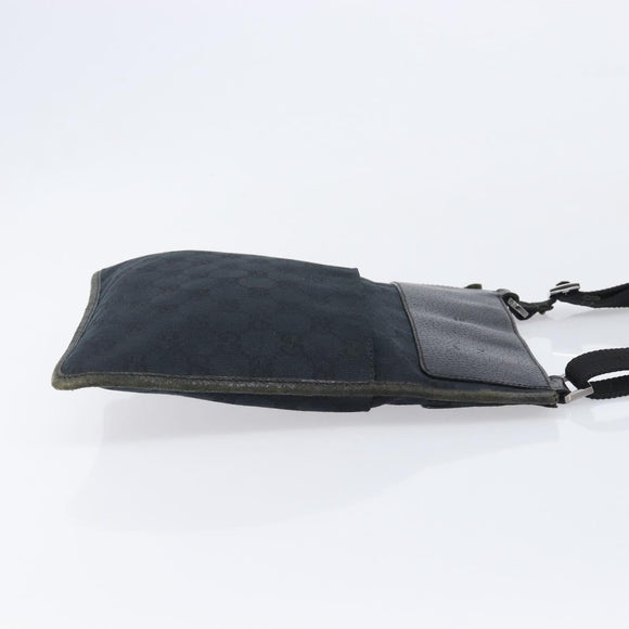 GUCCI GG Canvas Shoulder Bag Black Silver 27639 Auth 209188